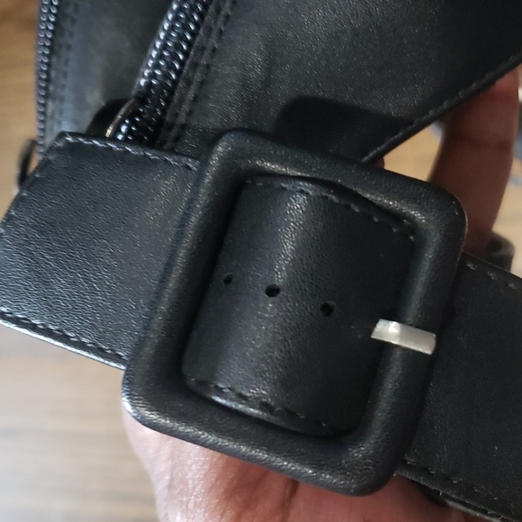 Rouge Helium Black Block Heels with Buckle and Zipper Back - Picture 15 of 16